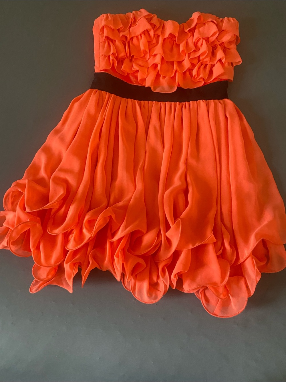 Lipsy Coral Orange Ruffle Strapless Party Dress